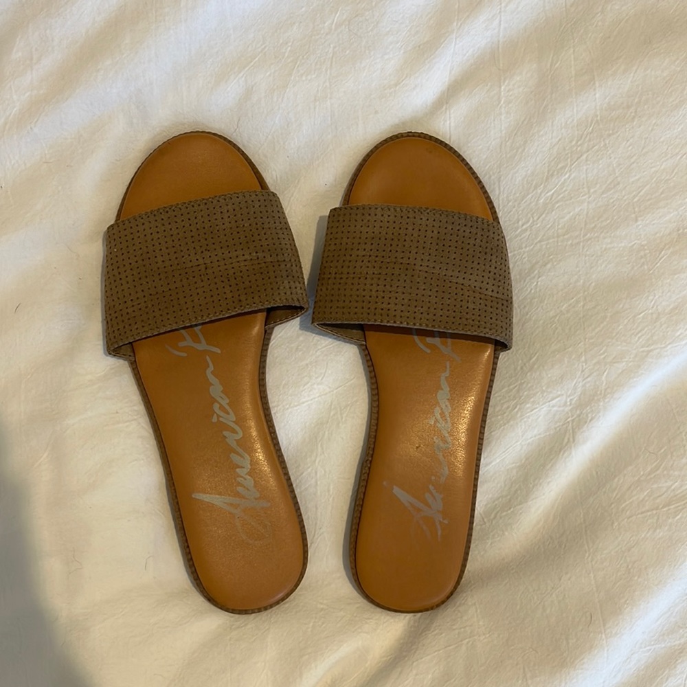 Suede slide sandals